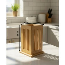 Formzen Tezgah Masa Üstü Bambu Kaşıklık Organizer Çok Amaçlı Düzenleyici 15 x 8 x 8 cm