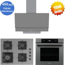 Afm Tech ve Ferre Markalı / Gruse Antrasit-Gri Ankastre Set ( SC408 -Wfa 1'wok  + FM3407 + FM7710 )