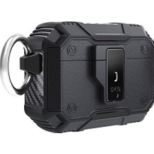 Case 4U Airpods Pro Uyumlu C4U Airbag 35 Darbelere Karşı Dayanıklı Düğmeli Kılıf-Siyah