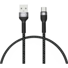 Case 4U Siyah Shira Serisi Type-C USB Kablo 30 cm