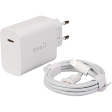 Case 4U ​​zore Xmac Serisi X7 Type-C To Lightning Ev Şarj Aleti 20W - Beyaz