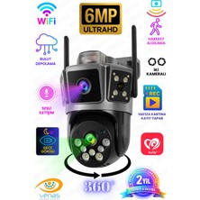 Çift Kameralı 6mp Full Hd Hareket Takipli Polis Çakarlı Alarmlı Wifi Güvenlik Kamerası