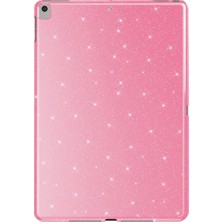 Case 4U Apple iPad 10.2 2021 (9.nesil) Simli Parlak Görünümlü Uyumlu C4U Tablet Koton Kılıf-Pembe