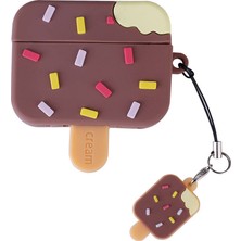 Case 4U Airpods Pro 2 Uyumlu C4U Tpu Kabartma Figürlü Ipli Airbag 37 Silikon Kılıf-Kahverengi