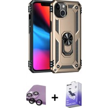 Marsilyan™- iPhone 14 Kılıf Ahenk Klasik Koleksiyonu - Siyah Bilvis 5in1 5d Magic Hayalet Cam Ekran Koruyucu + Raze Metal Kamera Lens - Sh