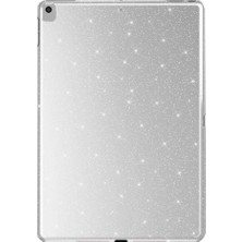 Case 4U Apple iPad 10.2 (8 Nesil) Simli Parlak Görünümlü Uyumlu C4U Tablet Koton Kılıf-Gümüş