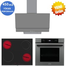 Afm Tech ve Ferre Marka/ Wae Vitro. Elektirikli Antrasit-Gri Ankastre Set (MS263 + FM3407+ FM7710)