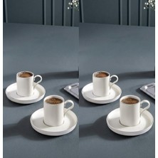 Kütahya Porselen Bone Desire Kahve Fincan Takımı 90CC Platin Yaldızlı 8 Parça 4 Kişilik