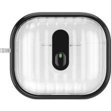 Case 4U Airpods 4 Kılıf Kenarları Renkli Şeffaf Dilimli Silikon Uyumlu C4U Airbag 40 Kılıf-Siyah
