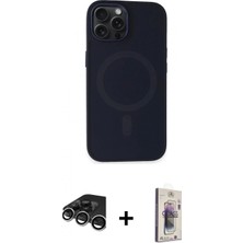 Marsilyan™- iPhone 15 Pro Kılıf Kutup Serisi - Siyah Bilvis 3D Cam Ekran Koruyucu + Raze Metal Kamera Lens - Gs