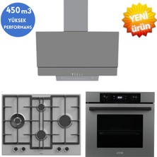 Afm Tech ve Ferre Markalı / Grive Antrasit-Gri Ankastre Set (ED071-WFA 1'wok Inox +FM3407 + FM7710)