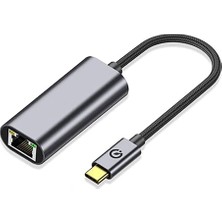 Case 4U Siyah QG04 Type-C To RJ45 Ethernet Dönüştürücü Kablo 1024MBPS 22CM