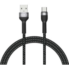 Case 4U Siyah Shira Serisi Type-C USB Kablo 1 Metre