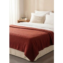 Lussart Collection Örgü Desen Turuncu Renk Çift Kişilik Pike (220X240CM) %100 Cotton