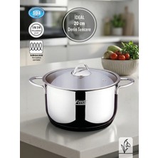 Fms 20 Cm İdeal Çelik Derin Tencere Metal | 3.3 L | 18/10 Paslanmaz | İndüksiyon Taban | 304 Kalite