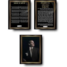 Die Grup Glassify Atatürk Köşesi 3'lü Anlamlı Mdf Tablo Seti 25 x 35