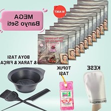 Die Grup 10 Paket Hamam Otu Toz Tüy Dökücü + Boya Kabı + Tarak + Fırça + Hamam Kesesi + Topuk Taşı Banyo Seti