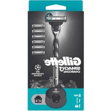 Die Grup Gillette Mach3 Charcoal Tıraş Makinesi + 5 Adet Yedek Tıraş Bıçağı + Premium Stand Hediyeli Peket