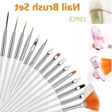 Die Grup 15'li Tırnak Nail Art Desen Tırnak Süsleme ve Boyama Fırça Seti Renkli