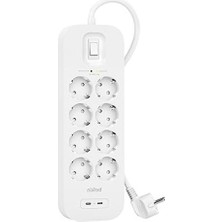 Die Grup Belkin 8'li Çoklu Priz, Yüksek Gerilim Korumalı, Duvara Montaj, 8 Priz, 2 M Güç Kablosu, Yeşil Işıklı Gösterge, Hızlı Şarj Için Usb-C Pd’li 2 USB C Bağlantısı, 900 Jul Koruma