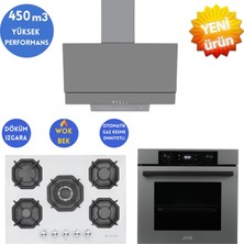 Eminçelik ve Afm Tech Marka/ Nw  1'wok Antrasit-Gri  Ankastre Set ( 22 386 Beyaz + FM7710 +FM3407)