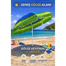 Hak-İş Oyuncak Mavi-Yeşil 240 cm Ayarlanabilir Geniş Gölgeli Polyester Plaj Şemsiyesi