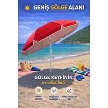 Hak-İş Oyuncak Kırmızı 170 cm Ayarlanabilir Düz Renk Kumaş Plaj Şemsiyesi