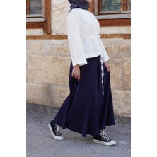 Ande Tesettür Keten Pantolon Etek - Lacivert
