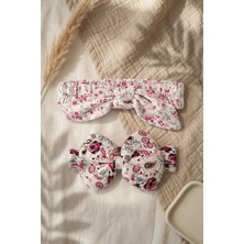 Babydonat 2'li Pamuklu Bebek Saç Bandı Seti - Çiçekli ve Fiyonk Detaylı Boho Stil Bebek Aksesuarı