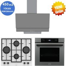 Afm Tech ve Ferre  Marka/ Enuw  Antrasit-Gri Turbo Cam Ankastre Set  (LN386 Beyaz + FM7710 + FM3407)