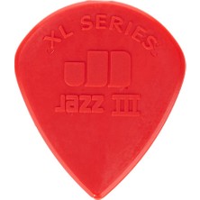 Jim Dunlop Jazz III XL Nylon Kırmızı Pena - Gelişmiş Kavrama ve Kontrol, Menşei: ABD