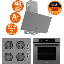 Afm Tech ve Ferre Marka/juve Sessiz Antrasit-Gri Turbolu Cam Ankastre Set (D088-SA+ FM7710+ FM2210)