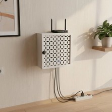 Altınbaşak Dekorasyon Modem Saklama Kutusu Beyaz 30 x 30 cm Derinlik 9,5 cm