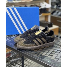Evlium Adidas Samba Siyah Altın Taşlı Spor Ayakkabı
