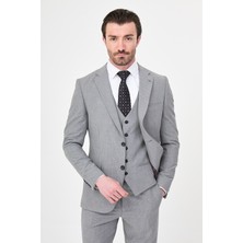 MCR Çizgili Slim Fit Mono Yaka Klasik Erkek Takım Elbise