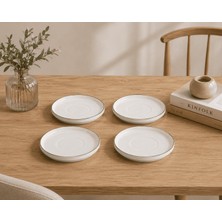 Kütahya Porselen Bone Desire Çay Tabağı 12CM Platin Yaldızlı 4 Lü