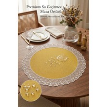 Rona Home Premium Leke Tutmaz Yuvarlak Runner Güpürlü Lüks Masa Örtüsü 60 cm