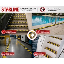 Starline Kaydırmaz Bant Siyah-Sarı 25MM x 15M Güvenlik ve Uyarı Şeridi