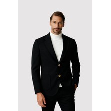 İGS Siyah Mono Yaka Slim Fit Dar Kalıp Erkek Ceket