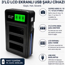 CoverZone Gopro Hero 9 Hero 10 Hero 11 Hero 12 ile Uyumlu 3 Slot LCD Ekranlı USB Batarya Şarj Cihazı AHDBT-901 AHDBT-901C Enduro Batarya Destekli Hızlı Şarj Ünitesi | GO901