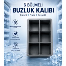royalgross Büyük Boy 6\'lı Silikon Küp Buz Kalıbı – Dev Buz Küpleri Için Esnek ve Dayanıklı Buz Yapma Kalıbı – Içecek, Kokteyl ve Viski Buzu Füme