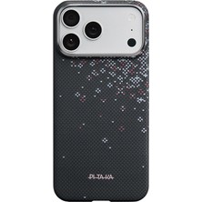 iPhone 17 Pro Uyumlu Kılıf M-Safe Şarj Özellikli Aramid Fiber Pitaka Sakura Hours Serisi Kapak Siyah