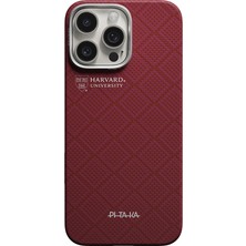 iPhone 16 Pro Max Kılıf M-Safe Özellikli Aramid Fiber Pitaka Harvard University Serisi Kapak Kırmızı