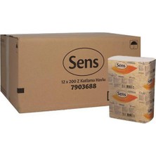 Sens Z Katlamalı Havlu Kağıt 12 Paket 200 Adet Beyaz Sofra ve Parti Kullanımına Uygun