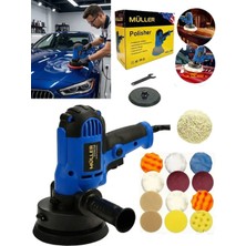 Pro Müller Alman Wax Motor Korumalı Metal Şanzıman Devir Ayarlı Zımpra Pasta Cila Polisaj Makinesi 15 Pcs Set
