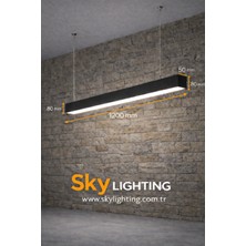 UltraMint Lineer 120CM Sarkıt LED Avize Siyah Kasa Beyaz Işık Salon ve Mutfak Için