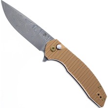 Kansept Accipiter | Elmas Dokulu Eloksallı Alüminyum Sap | Damascus Çelik Çakı | T1007F4