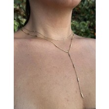 Roha Çelik Gold Strip 2li Y Kolye