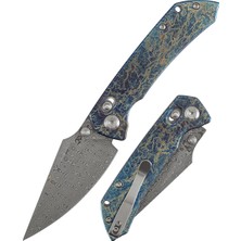 Kansept Fenrir | Yıldırım Çarpması Kaplamalı Titanyum Sap | Damasus Çelik Çakı | K1034V10