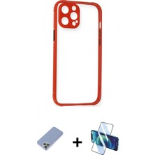 Pileli Store Pilelistore™ iPhone 12 Pro Kılıf Nova Asil Özel Seri - Siyah 3D Antistatik Cam Ekran Koruyucu + Metal Kamera Lens Koruma Cam - Kuyl